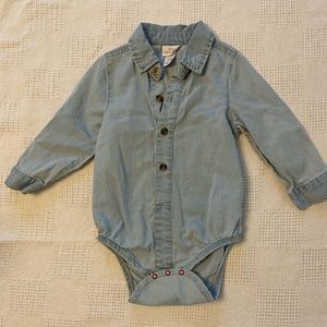 12 mos boys denim button up onesie